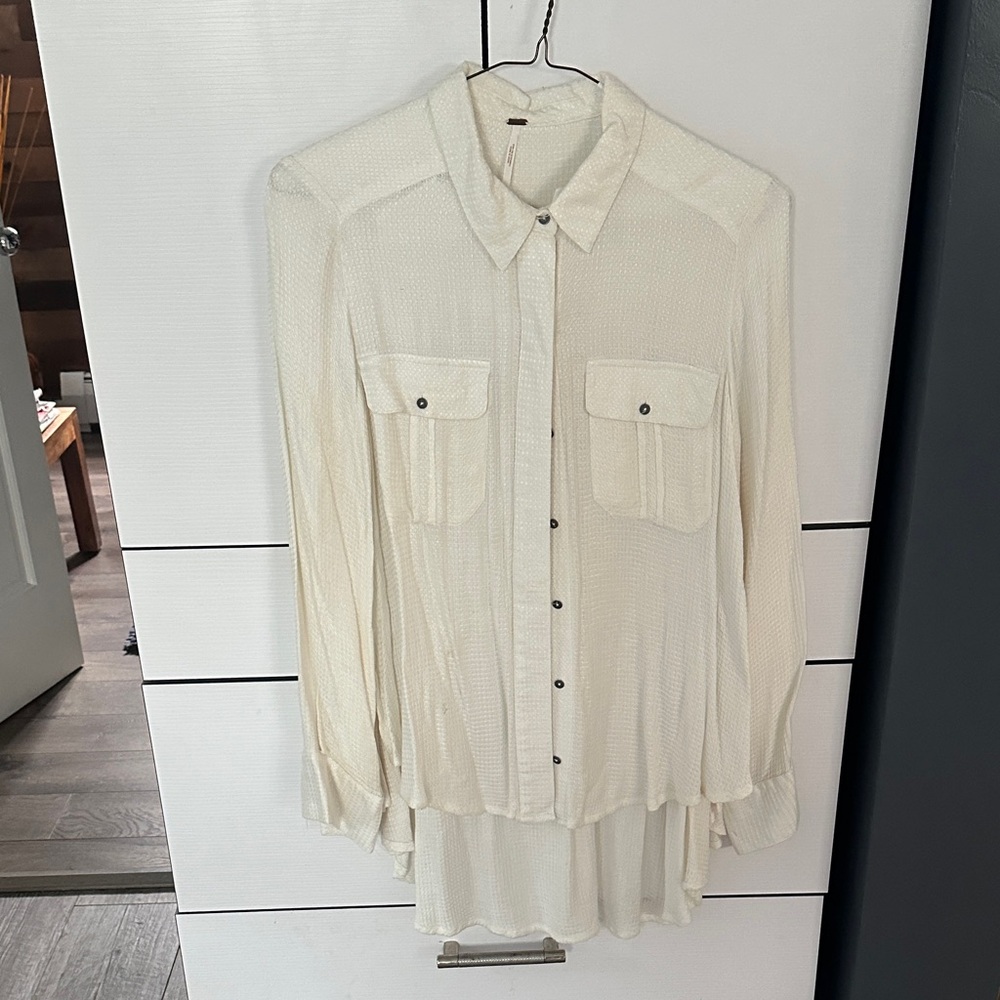 Free People Ivory Textured Top